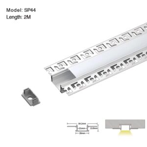 Profilo Alluminio Taglio di Luce XL 2mt Completo di Cover Opaca e Tappi